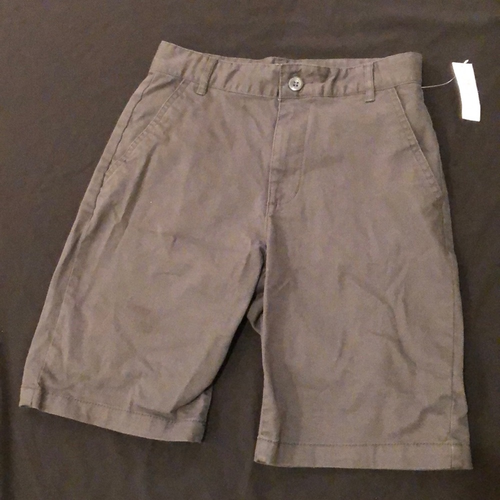 NWT Grey Button Fly Slim Fit Adjustable Shorts